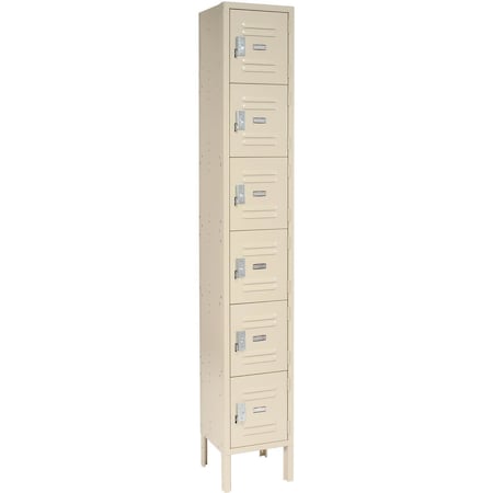 Global Industrial Six Tier Locker, 12x18x12, 6 Door, Unassembled, Tan 269690TN